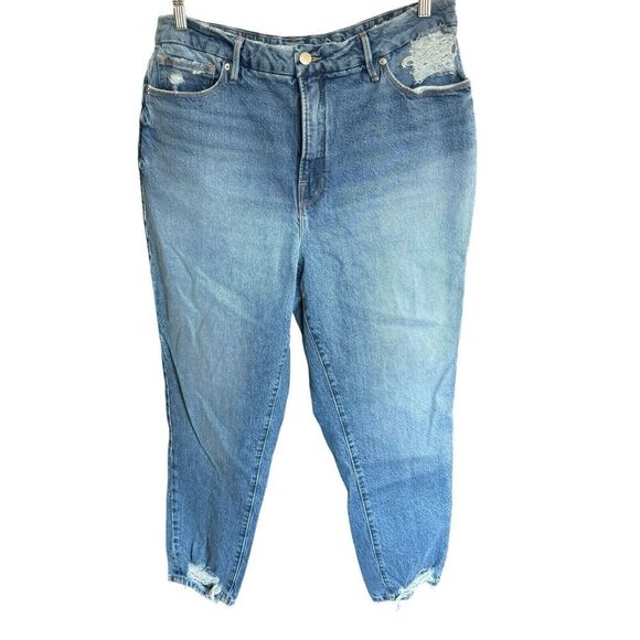 Good American Jeans Women's The Weekender Indigo 250 Sz 15 Distressed Casual - Picture 1 of 10